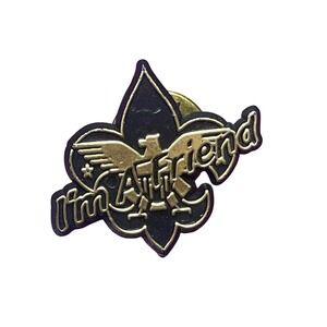 Boy Scouts of America BSA I'm A Friend Fleur-de-lis Eagle Enamel Lapel Pin Gold